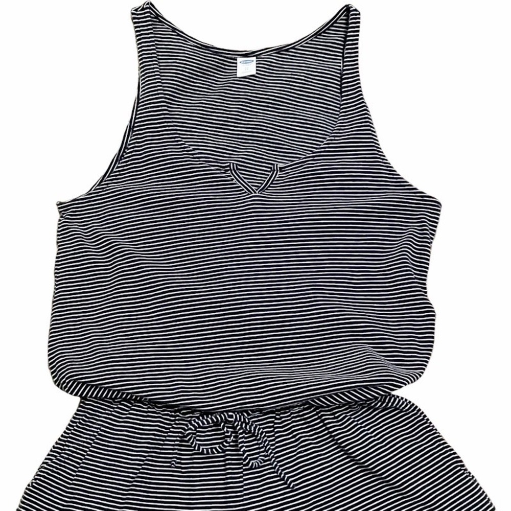 Boho Beach Summer Old Navy Waist Defined Tank Striped Romper Shorts SIZE XS - Picture 5 of 10